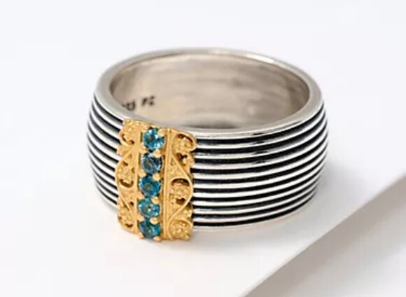 Or paz Jewelry - Or Paz Two-Tone Gemstone Lace Ring, Sterling & 14K Plated Sz 6